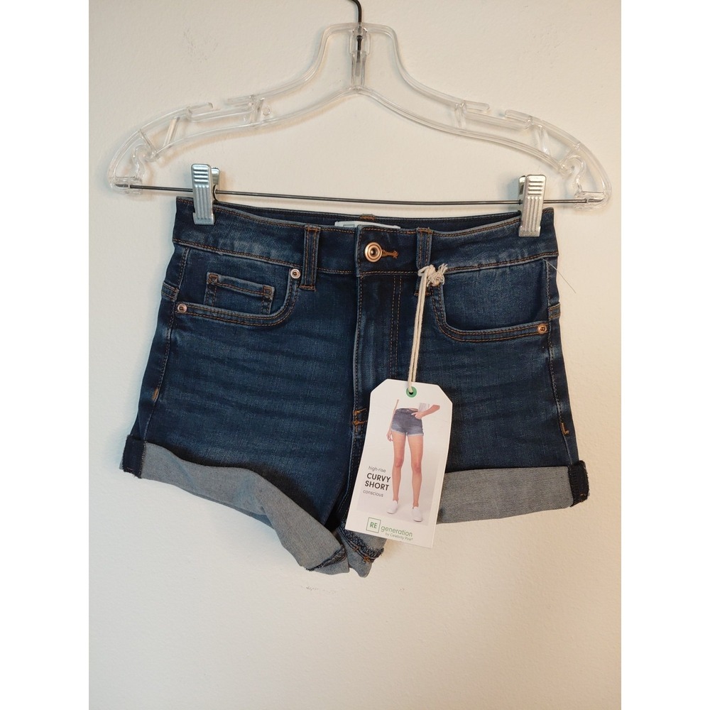 NWT REGENERATION Women's Blue Jean Shorts High RiseMom Sz 0. Casual Outdoor Boho